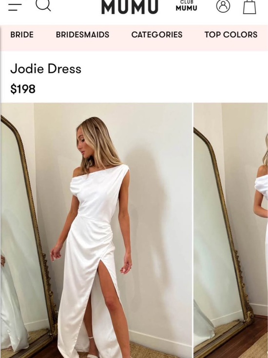 Show Me Your MuMu Dresses & Skirts - Show Me Your MuMu Ivory Satin High-Slit Maxi Dress